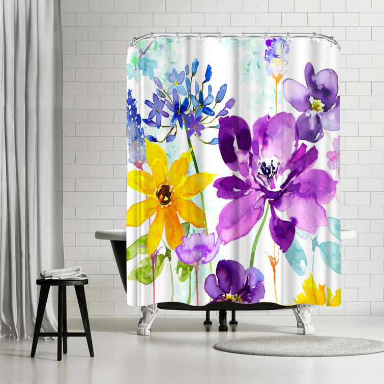 Bless international Botanical Shower Curtain Floral Shimmer by
